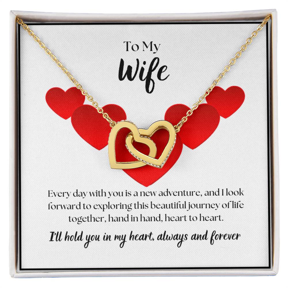To My Wife - I'll hold you in my heart - Interlocking Hearts Necklace