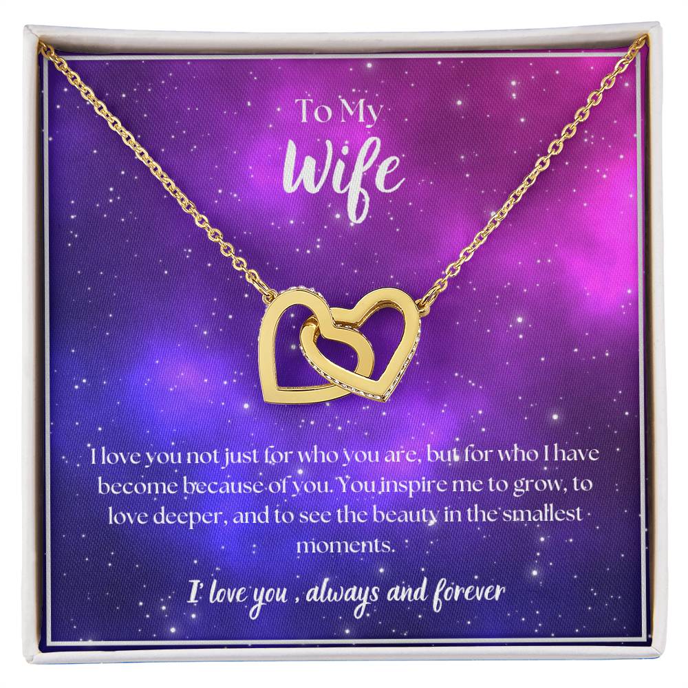 To My Wife - I' love you, always and forever - Interlocking Hearts Necklace