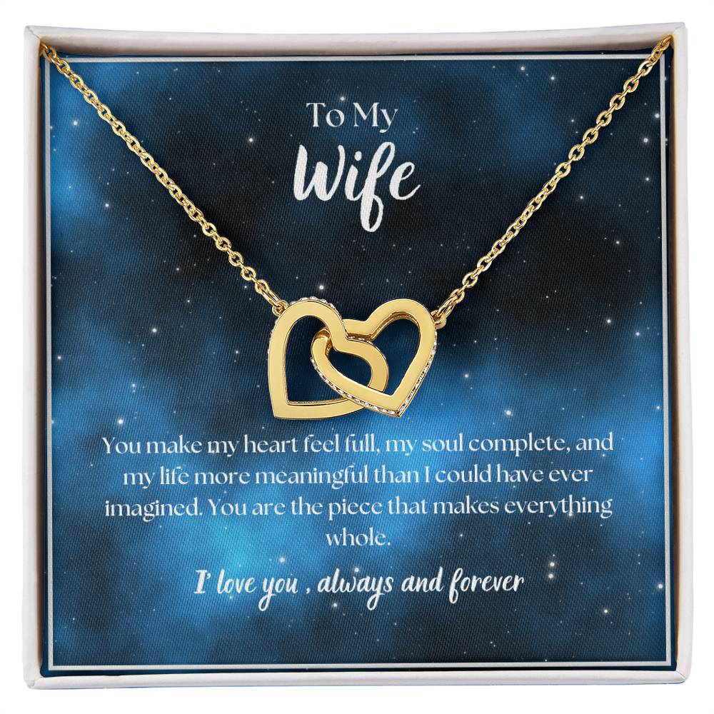To My Wife - I Love You - Always and Forever - Interlocking Hearts Necklace-