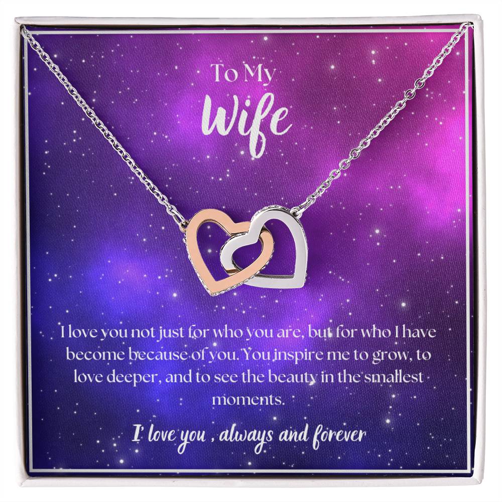 To My Wife - I' love you, always and forever - Interlocking Hearts Necklace