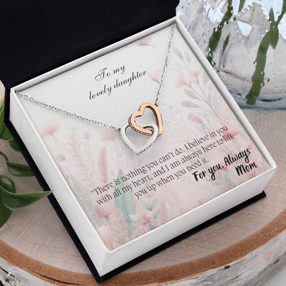 To My Lovely Daughter - Interlocking Hearts Necklace