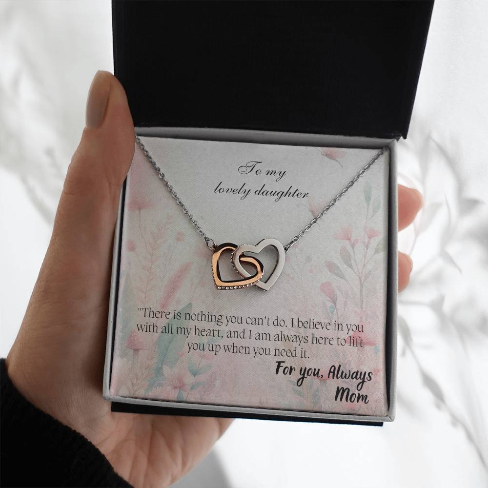 To My Lovely Daughter - Interlocking Hearts Necklace