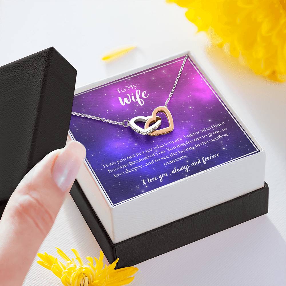 To My Wife - I' love you, always and forever - Interlocking Hearts Necklace
