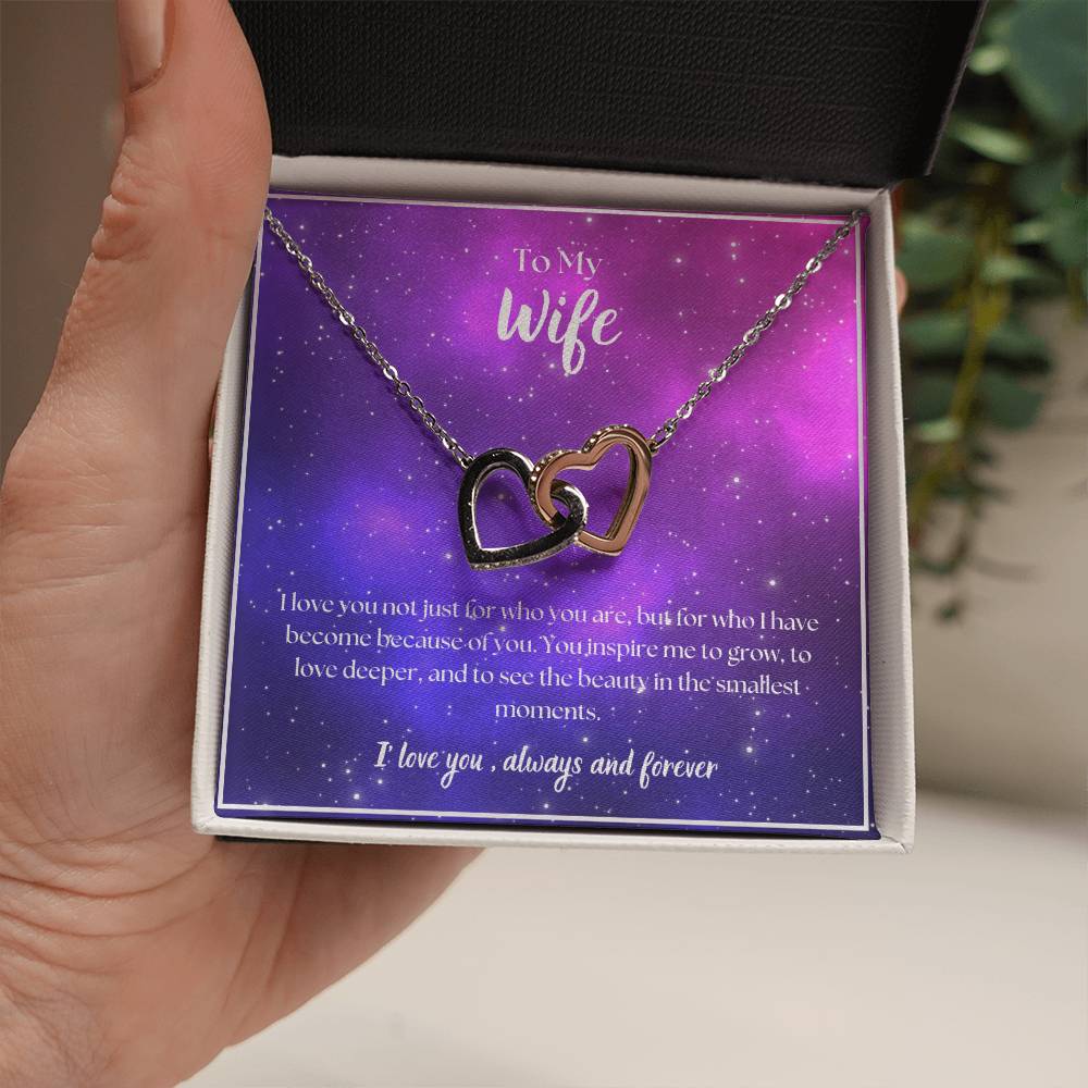 To My Wife - I' love you, always and forever - Interlocking Hearts Necklace