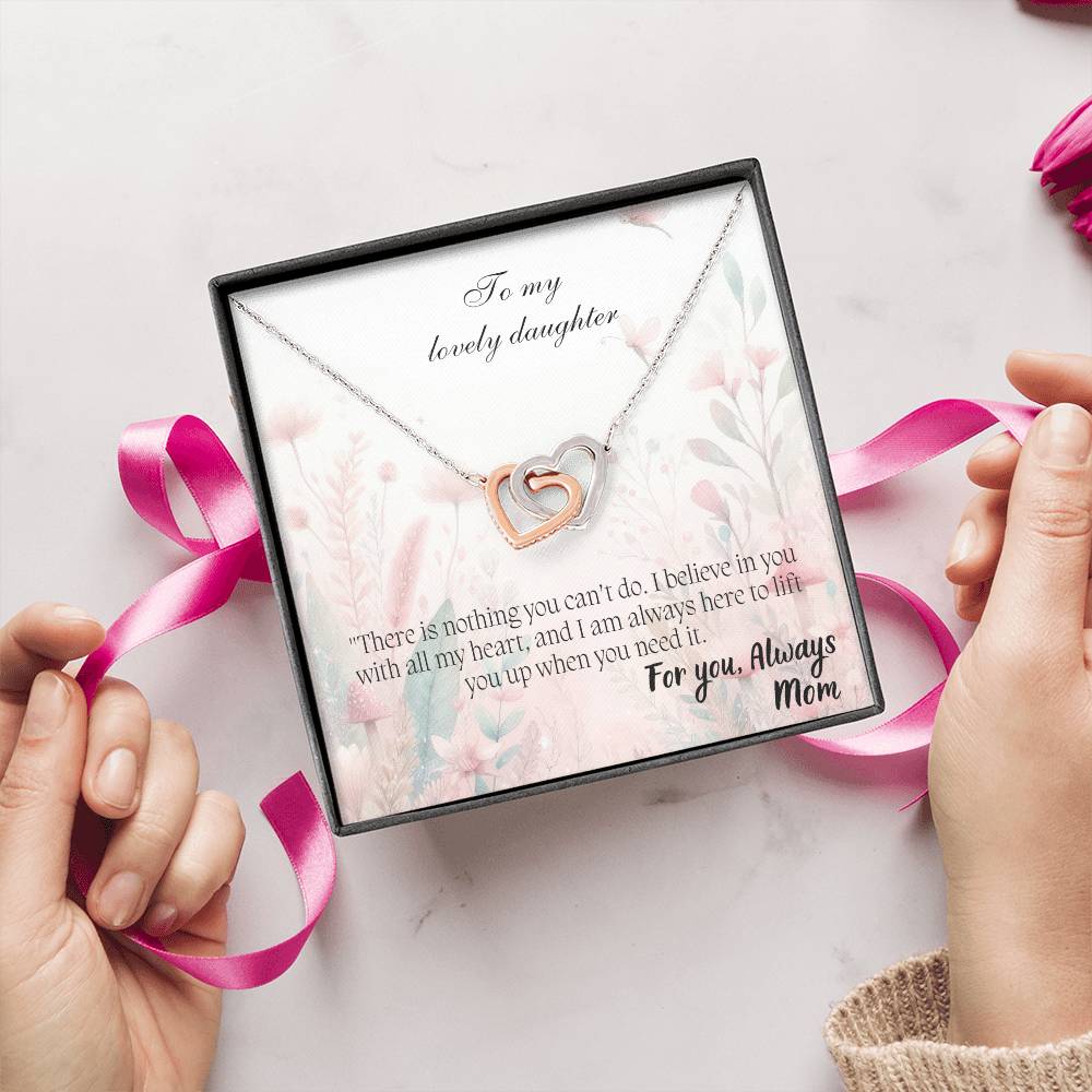 To My Lovely Daughter - Interlocking Hearts Necklace