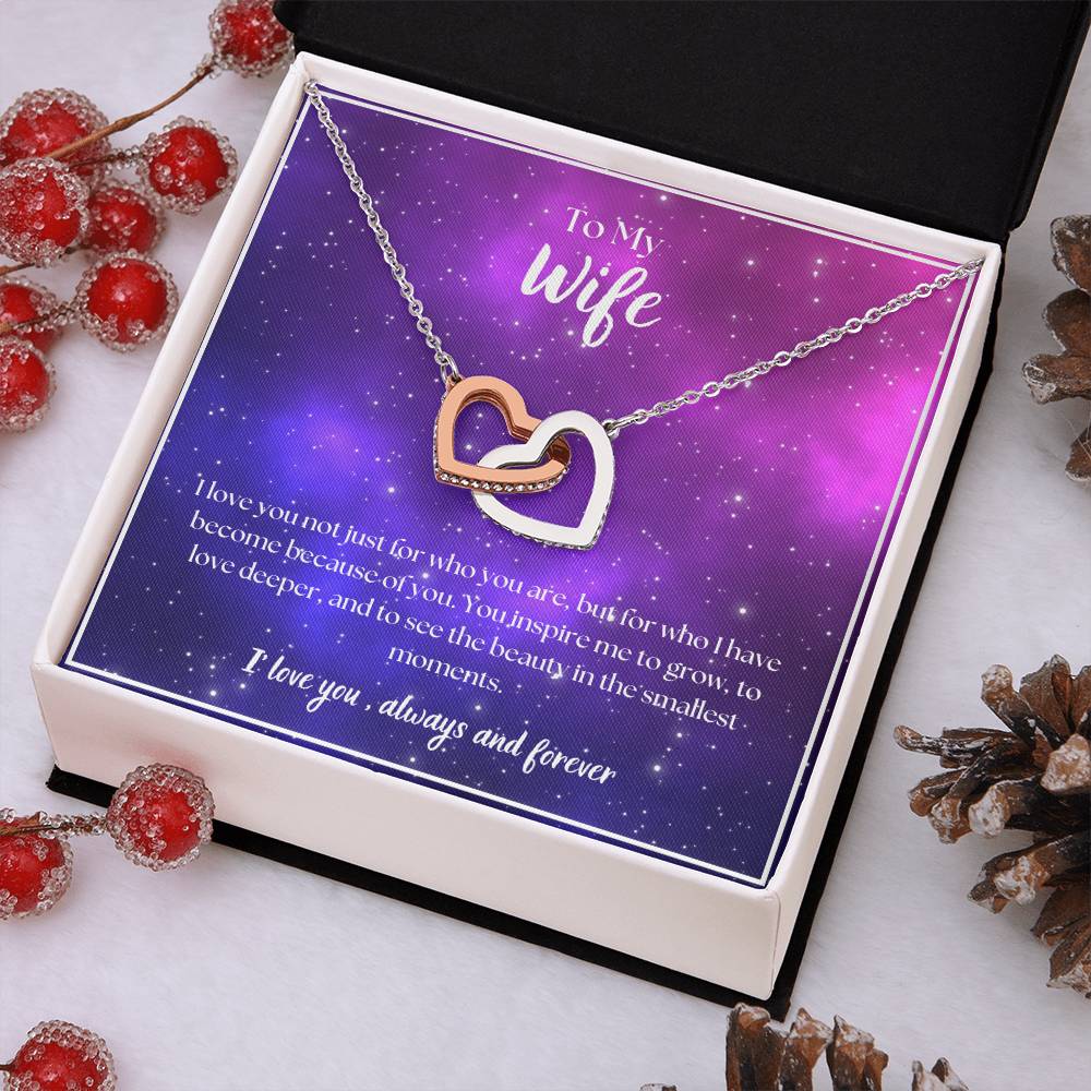 To My Wife - I' love you, always and forever - Interlocking Hearts Necklace