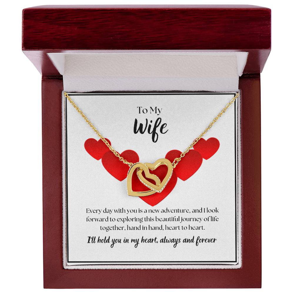 To My Wife - I'll hold you in my heart - Interlocking Hearts Necklace