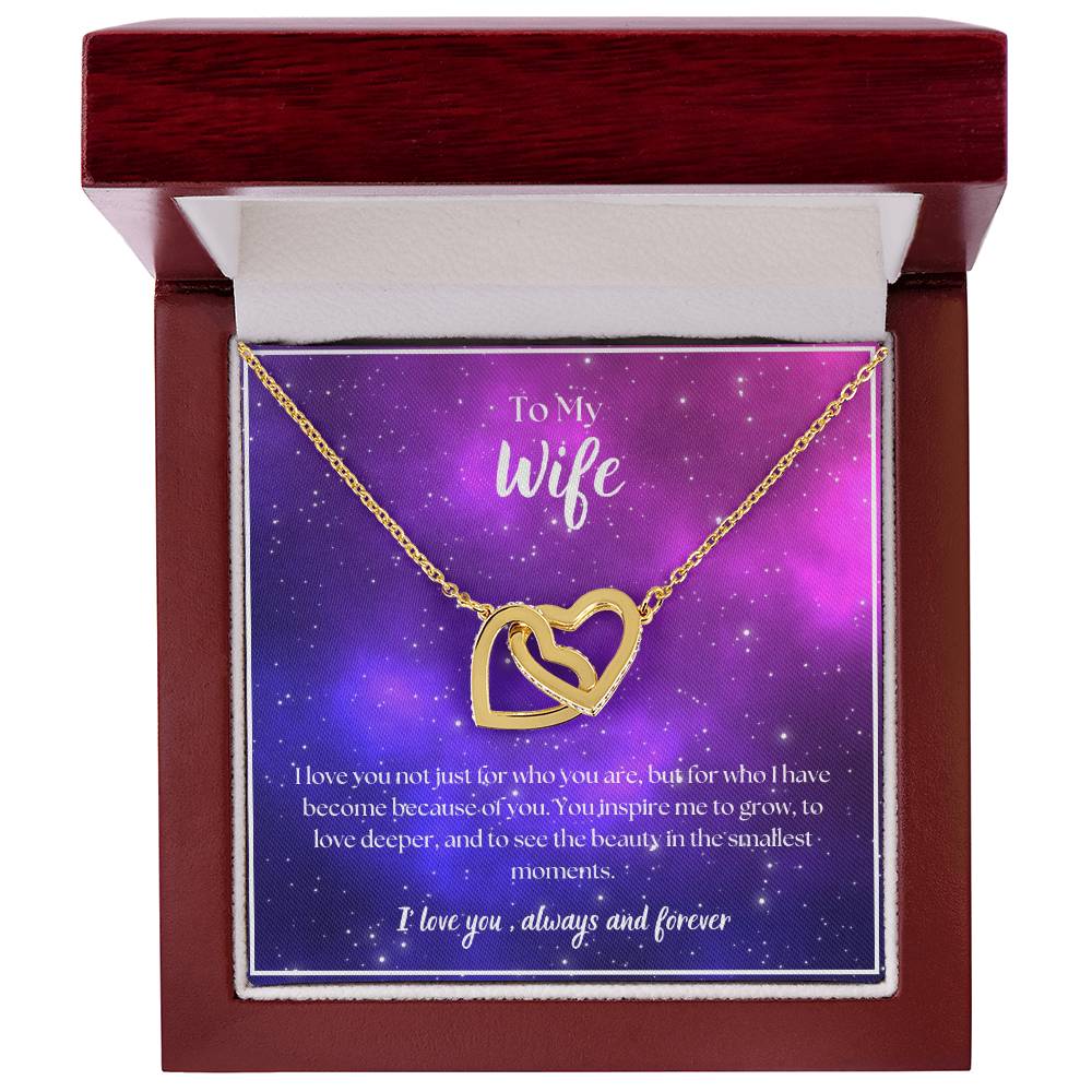 To My Wife - I' love you, always and forever - Interlocking Hearts Necklace