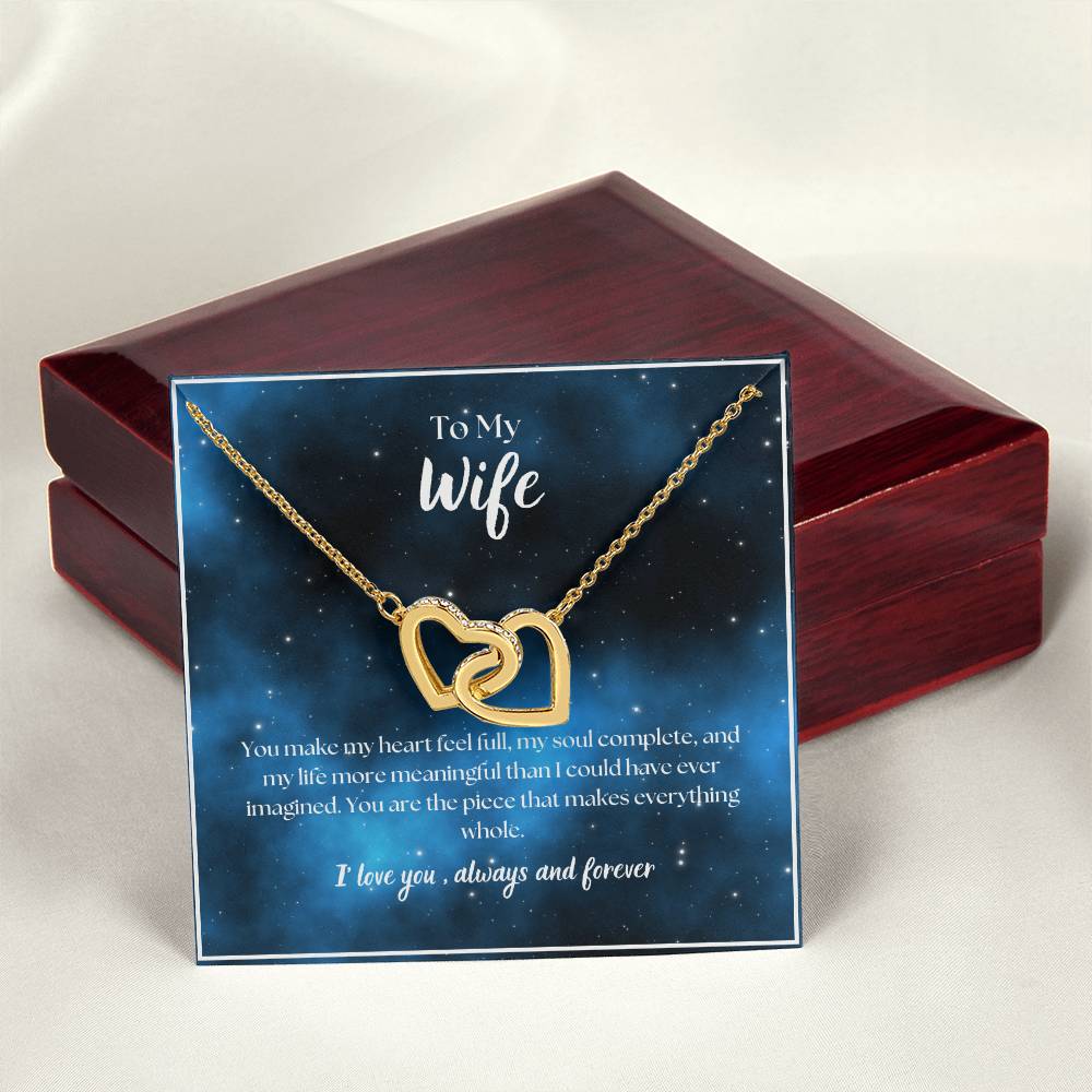To My Wife - I Love You - Always and Forever - Interlocking Hearts Necklace-