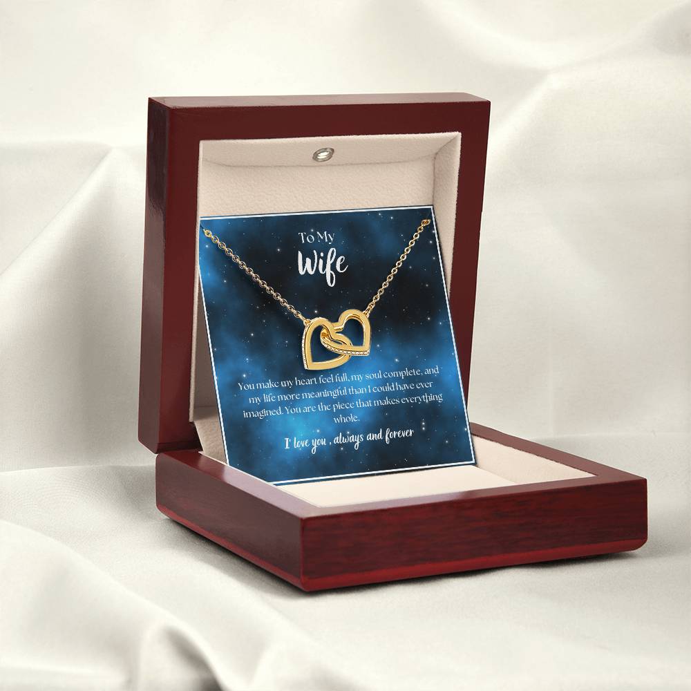 To My Wife - I Love You - Always and Forever - Interlocking Hearts Necklace-