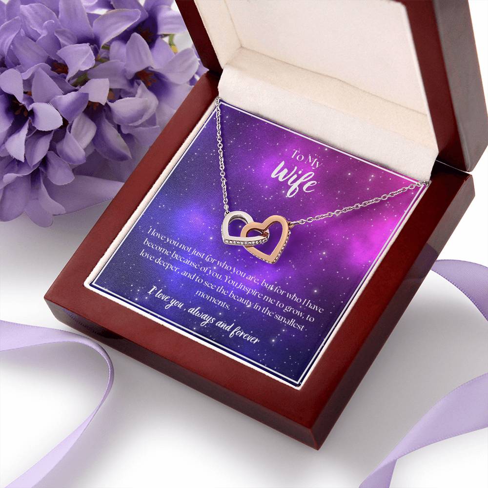 To My Wife - I' love you, always and forever - Interlocking Hearts Necklace