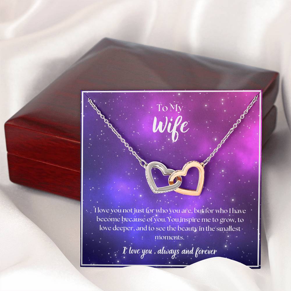 To My Wife - I' love you, always and forever - Interlocking Hearts Necklace