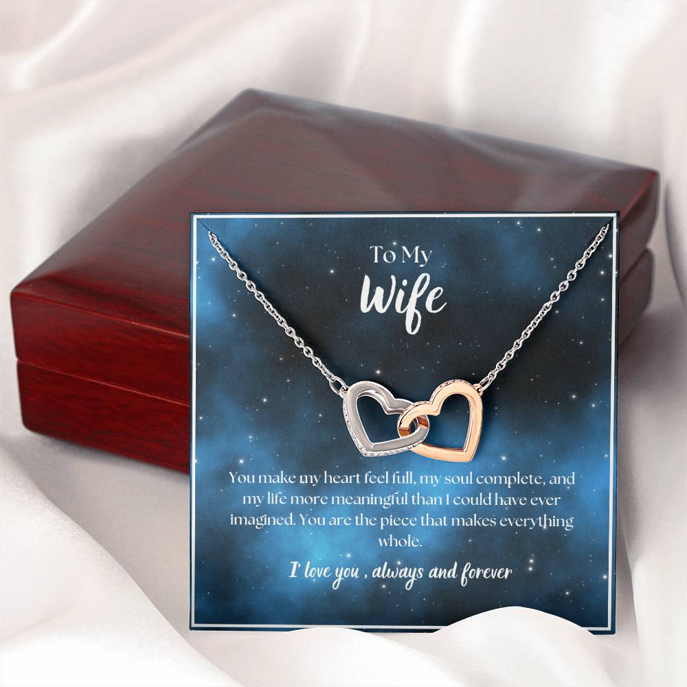 To My Wife - I Love You - Always and Forever - Interlocking Hearts Necklace-