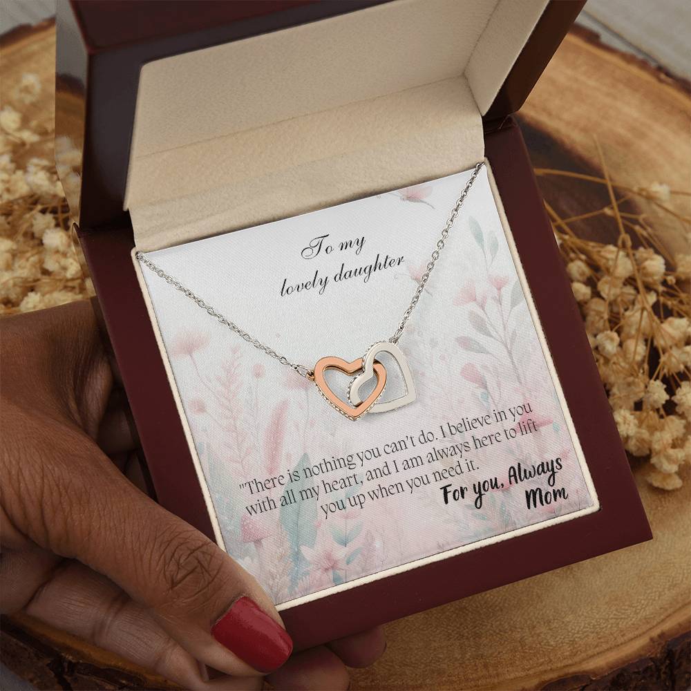 To My Lovely Daughter - Interlocking Hearts Necklace