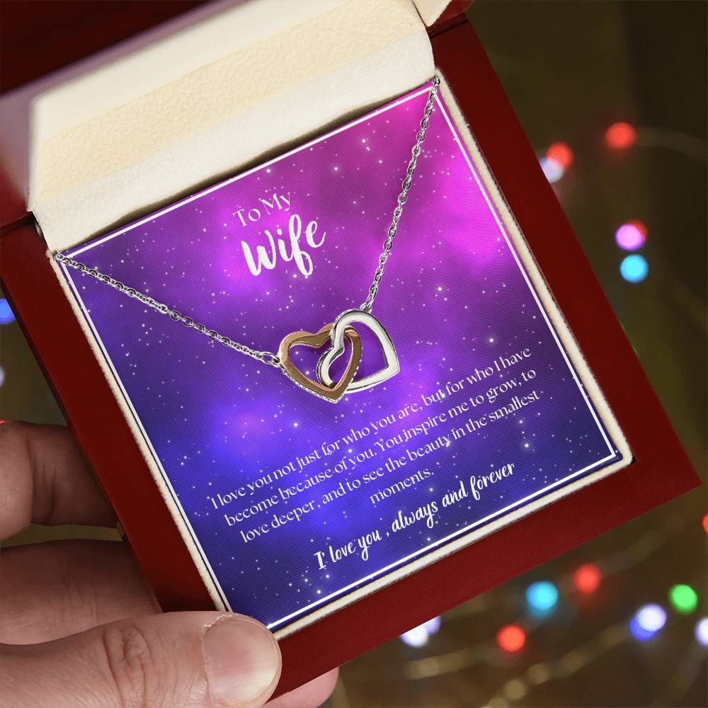 To My Wife - I' love you, always and forever - Interlocking Hearts Necklace