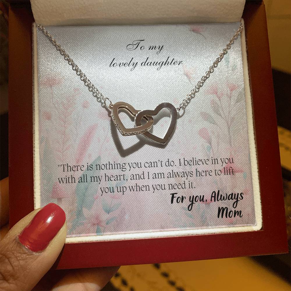 To My Lovely Daughter - Interlocking Hearts Necklace