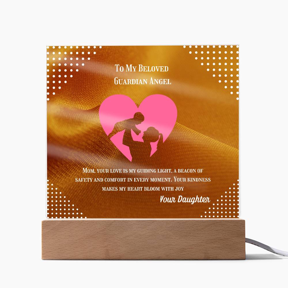 To My Beloved Guardian Angel” Acrylic Plaque, Elegant Printed Square Keepsake, Heartfelt Memorial Gift, Perfect for Remembrance or Tribute