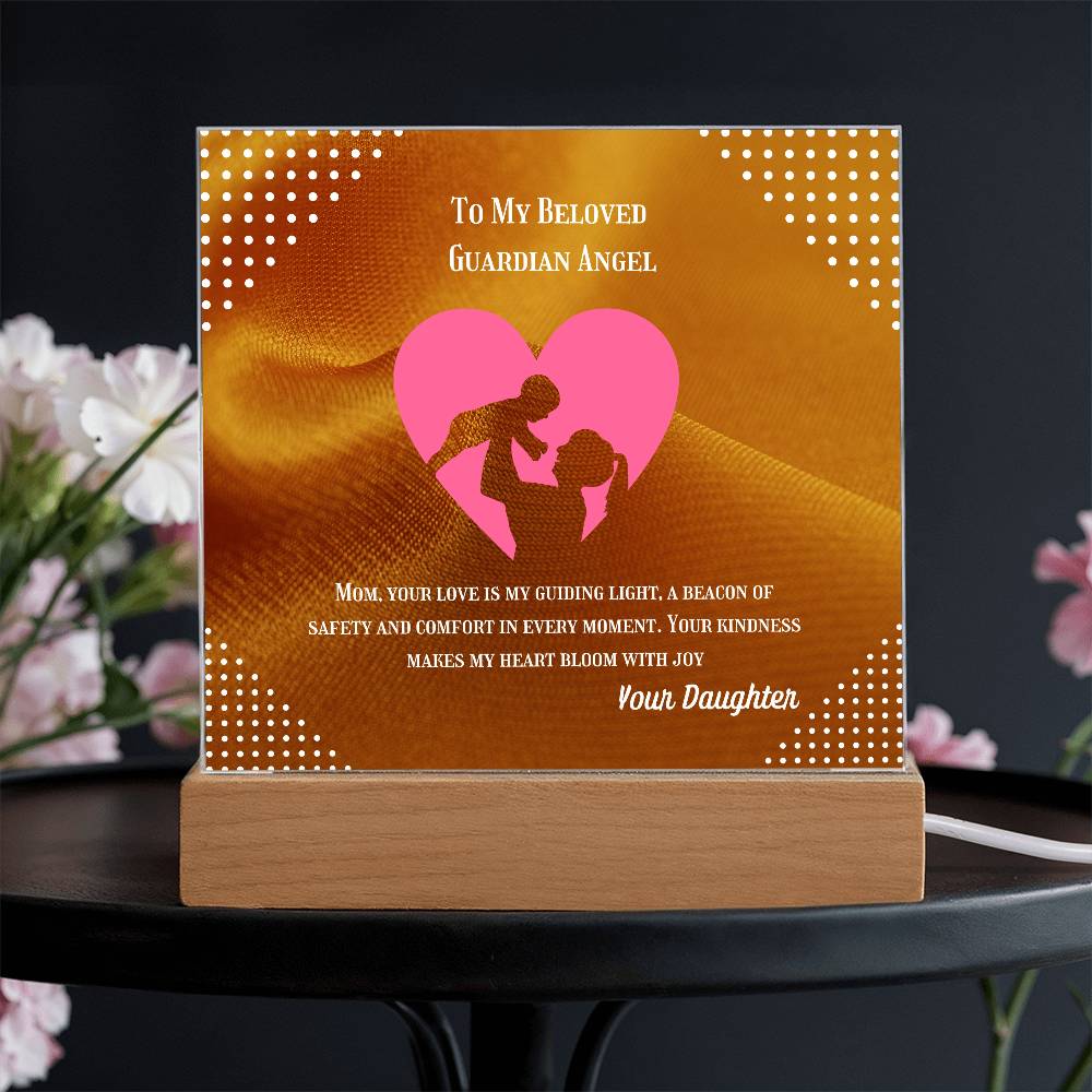 To My Beloved Guardian Angel” Acrylic Plaque, Elegant Printed Square Keepsake, Heartfelt Memorial Gift, Perfect for Remembrance or Tribute