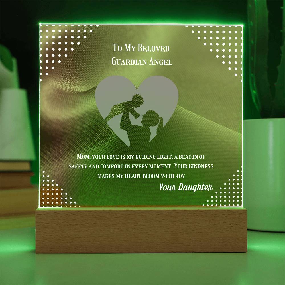 To My Beloved Guardian Angel” Acrylic Plaque, Elegant Printed Square Keepsake, Heartfelt Memorial Gift, Perfect for Remembrance or Tribute