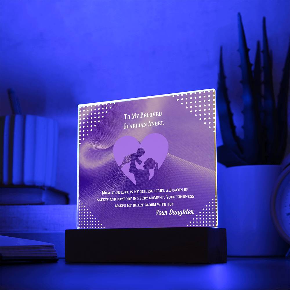 To My Beloved Guardian Angel” Acrylic Plaque, Elegant Printed Square Keepsake, Heartfelt Memorial Gift, Perfect for Remembrance or Tribute