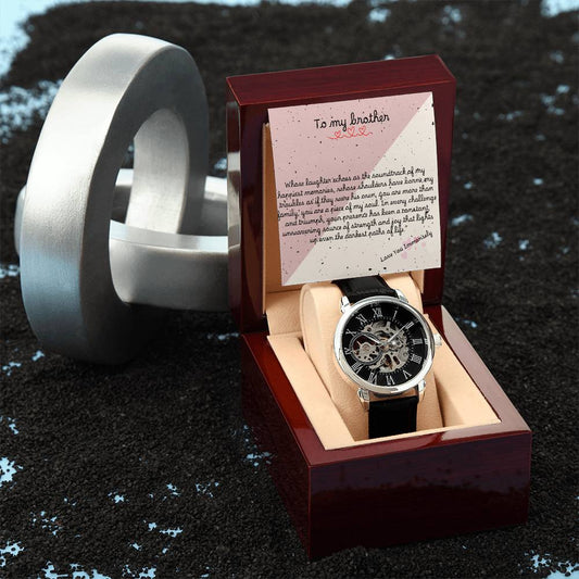 To My Brother, Men's Openwork Watch with Mahagony Box