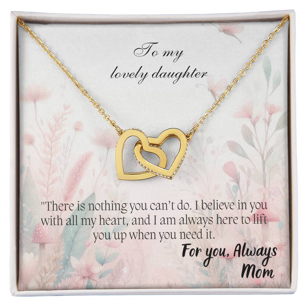 To My Lovely Daughter - Interlocking Hearts Necklace