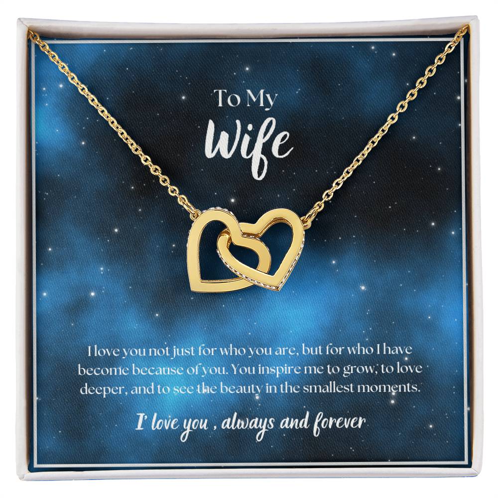 To My Wife - I' love you, always and forever -  Interlocking Hearts Necklace