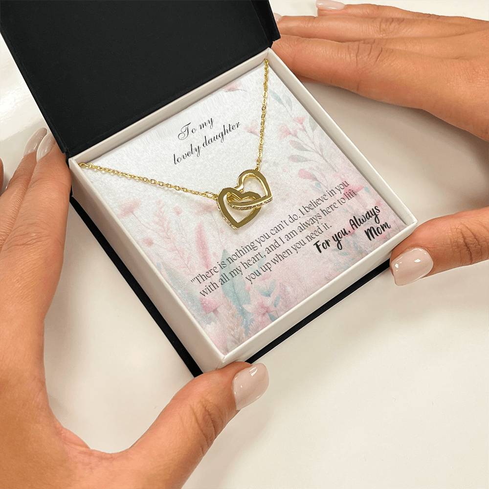 To My Lovely Daughter - Interlocking Hearts Necklace