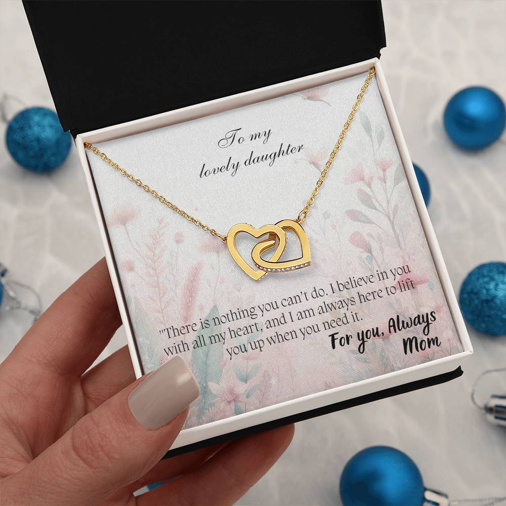 To My Lovely Daughter - Interlocking Hearts Necklace