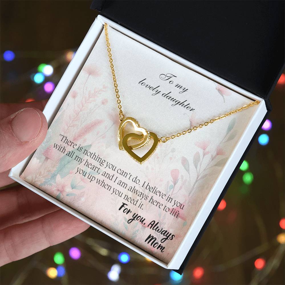 To My Lovely Daughter - Interlocking Hearts Necklace
