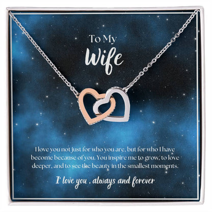 To My Wife - I' love you, always and forever -  Interlocking Hearts Necklace