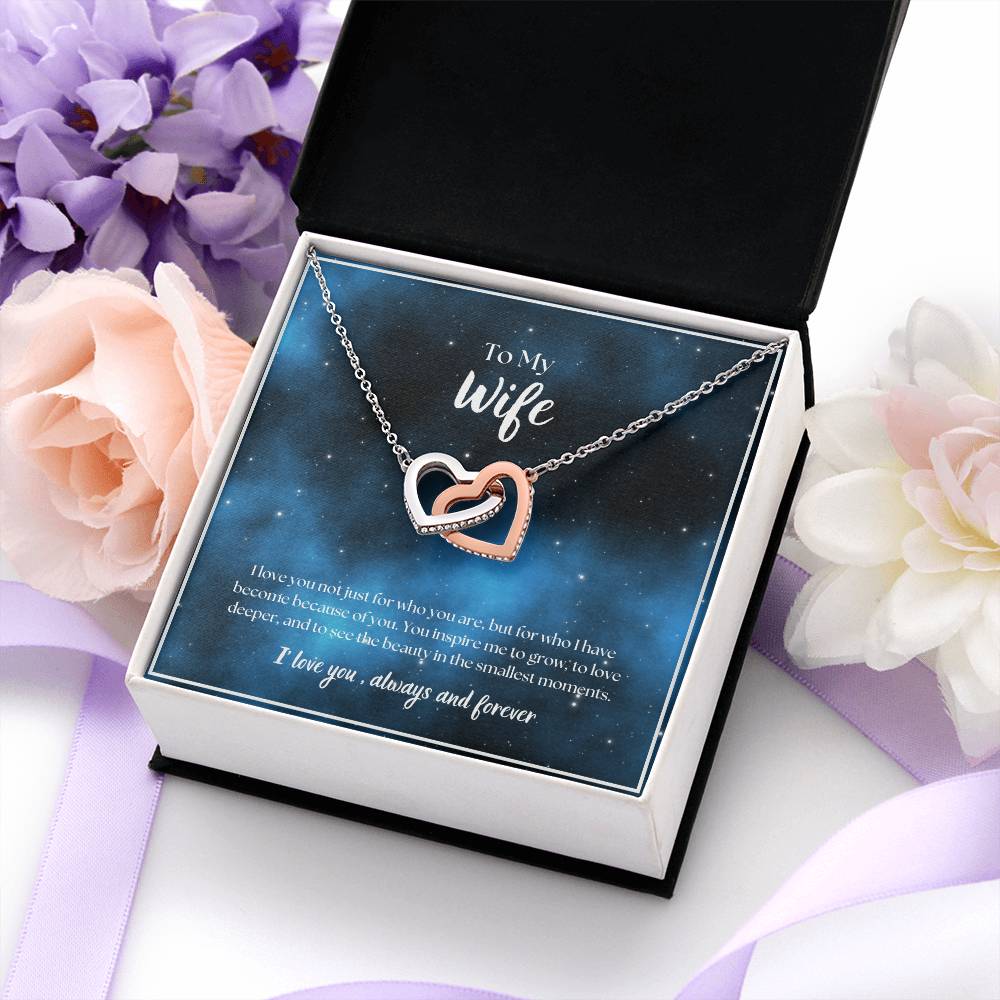 To My Wife - I' love you, always and forever -  Interlocking Hearts Necklace
