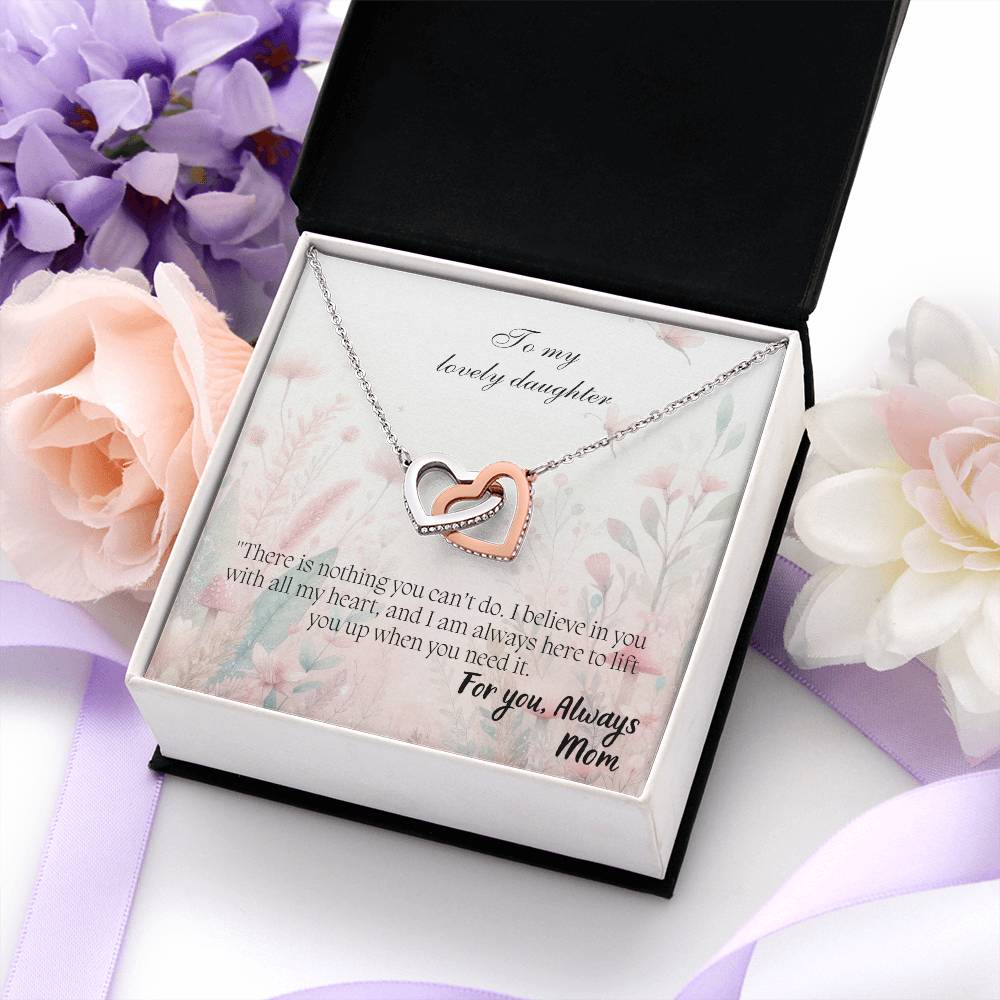 To My Lovely Daughter - Interlocking Hearts Necklace