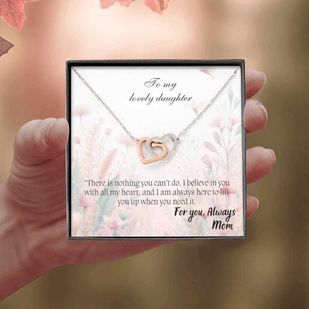 To My Lovely Daughter - Interlocking Hearts Necklace