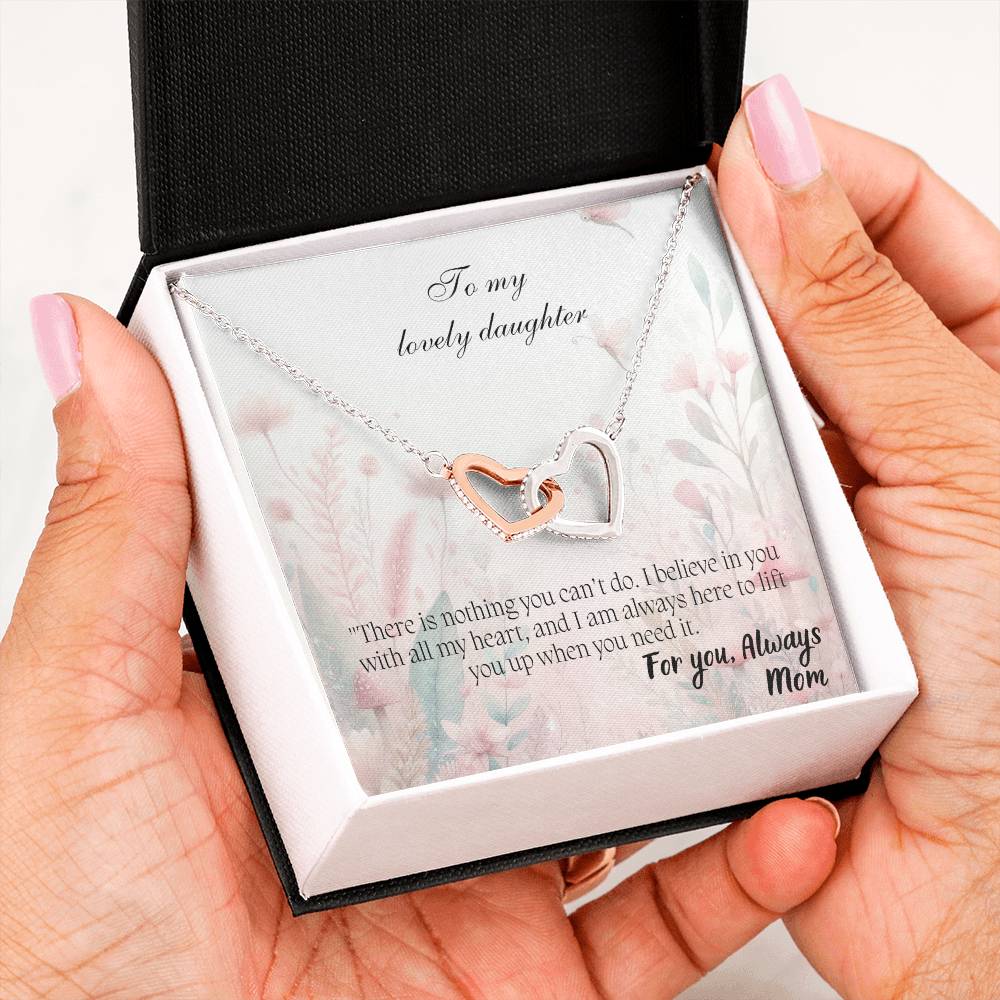 To My Lovely Daughter - Interlocking Hearts Necklace