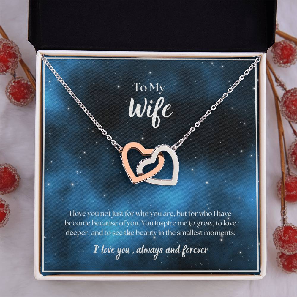 To My Wife - I' love you, always and forever -  Interlocking Hearts Necklace