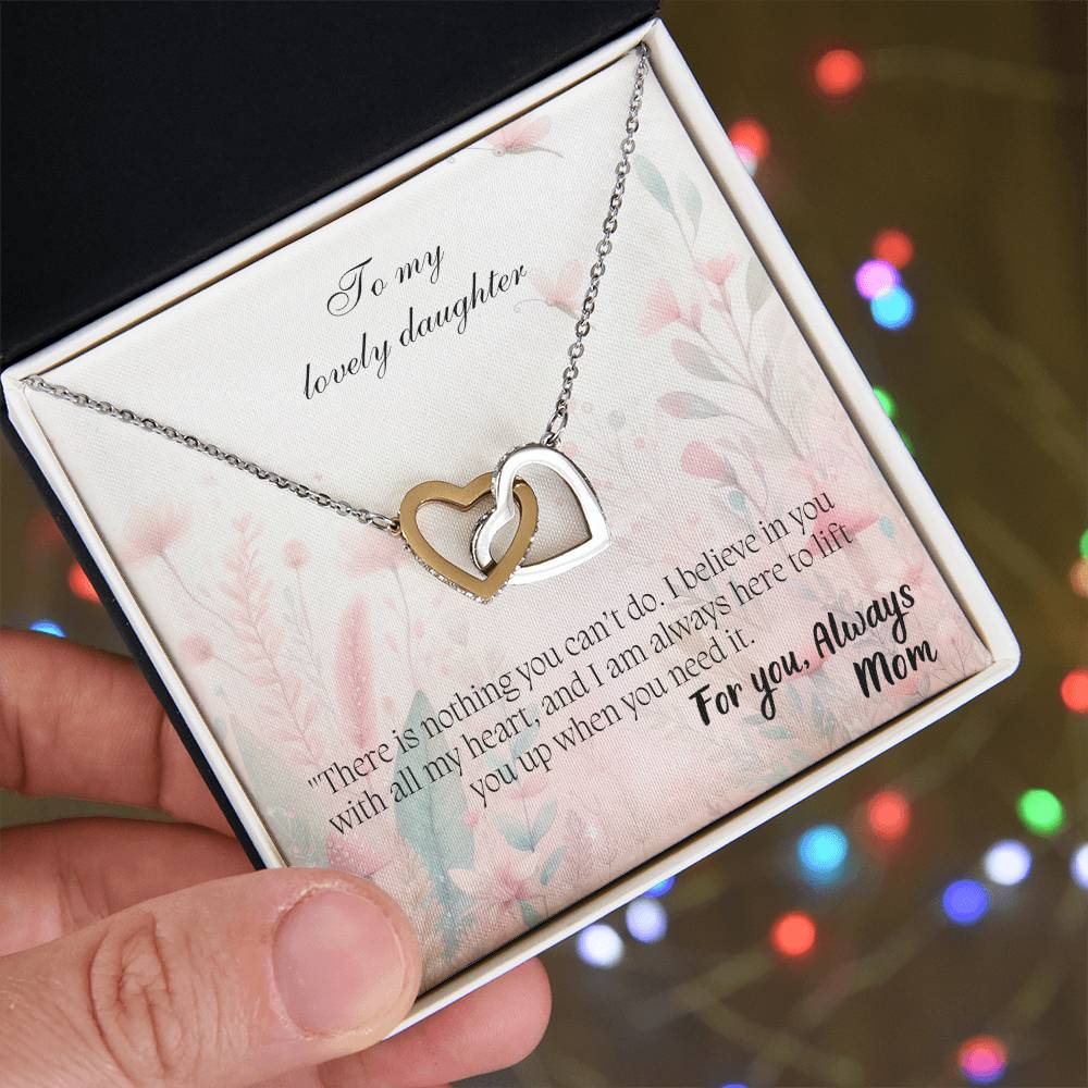 To My Lovely Daughter - Interlocking Hearts Necklace