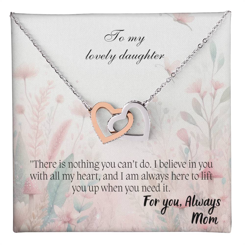 To My Lovely Daughter - Interlocking Hearts Necklace