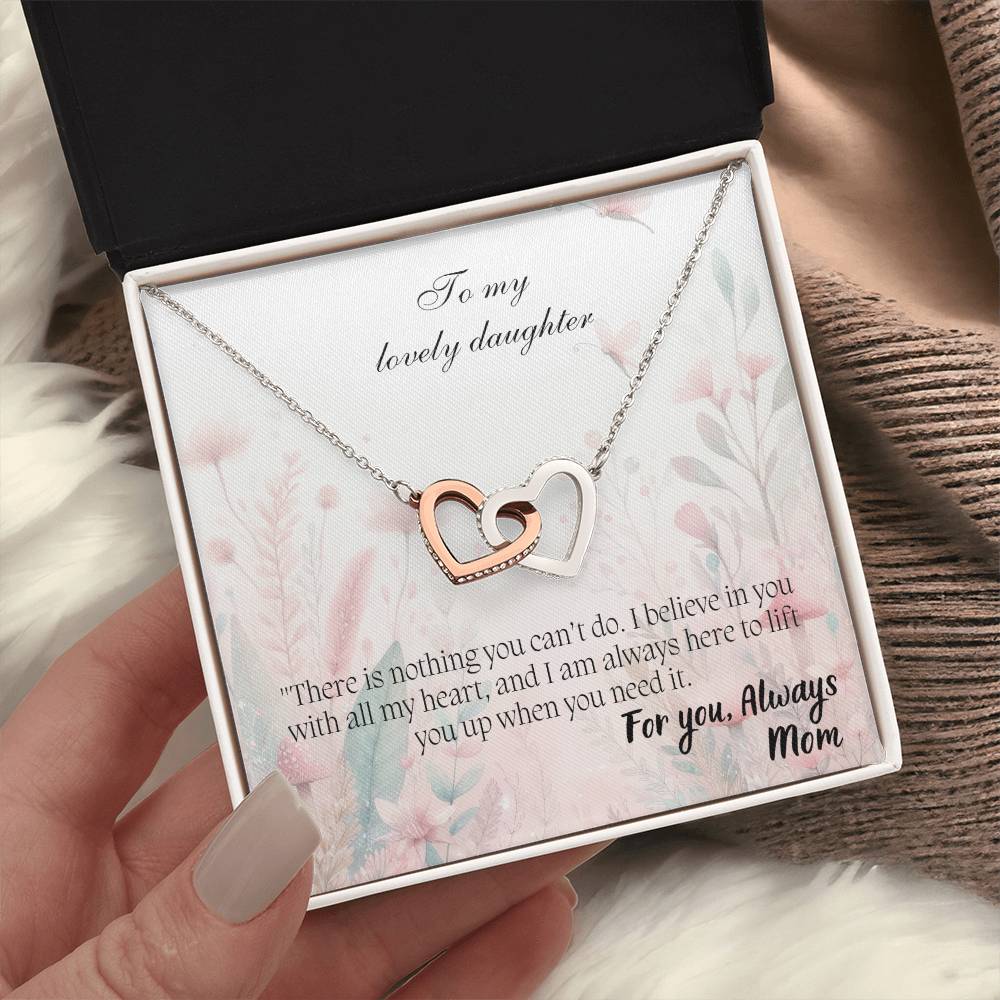 To My Lovely Daughter - Interlocking Hearts Necklace