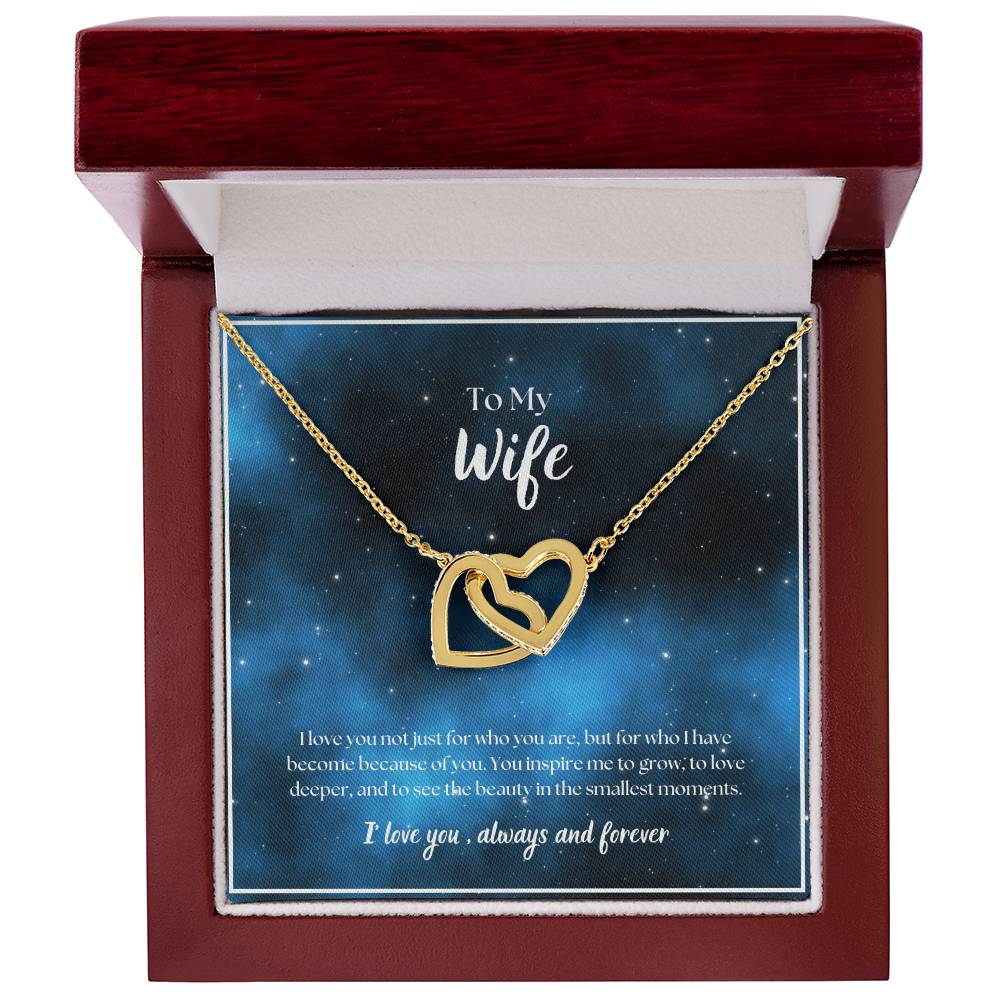 To My Wife - I' love you, always and forever -  Interlocking Hearts Necklace