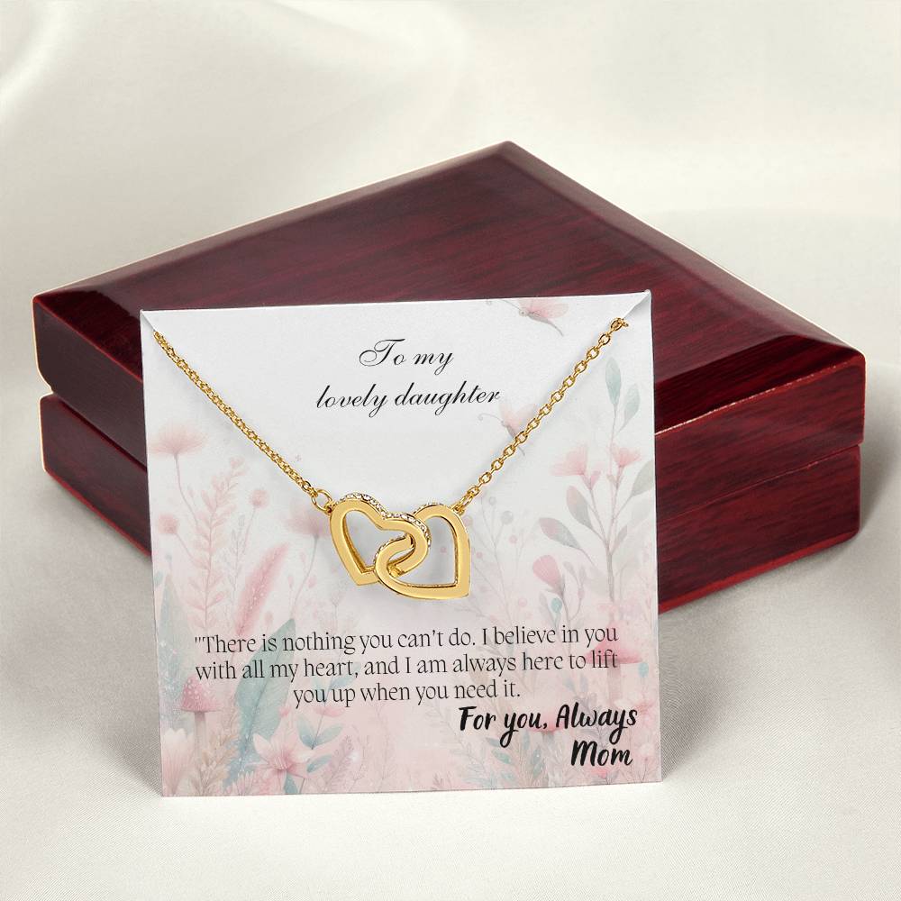 To My Lovely Daughter - Interlocking Hearts Necklace