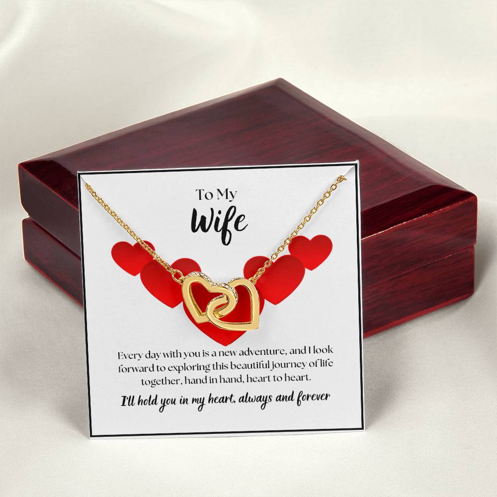 To My Wife - I'll hold you in my heart - Interlocking Hearts Necklace