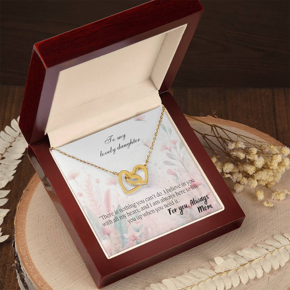 To My Lovely Daughter - Interlocking Hearts Necklace