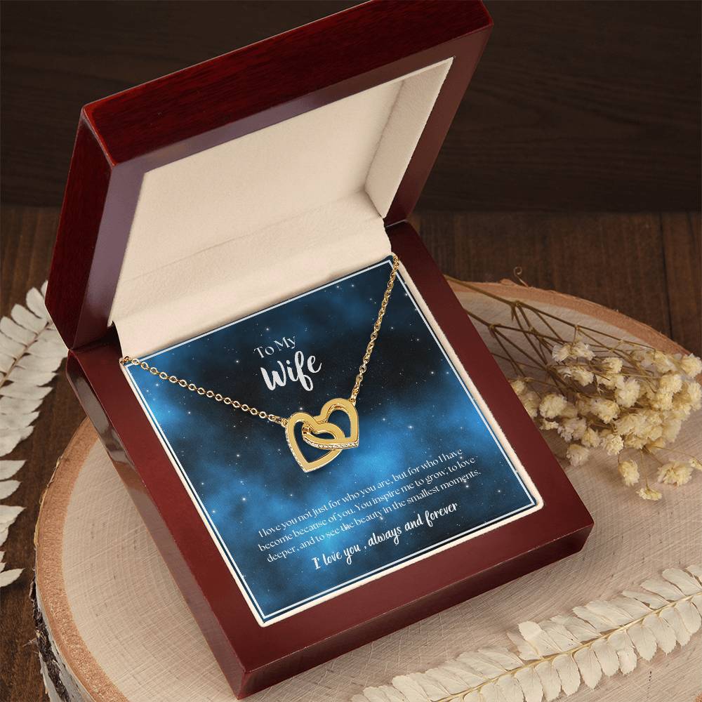 To My Wife - I' love you, always and forever -  Interlocking Hearts Necklace