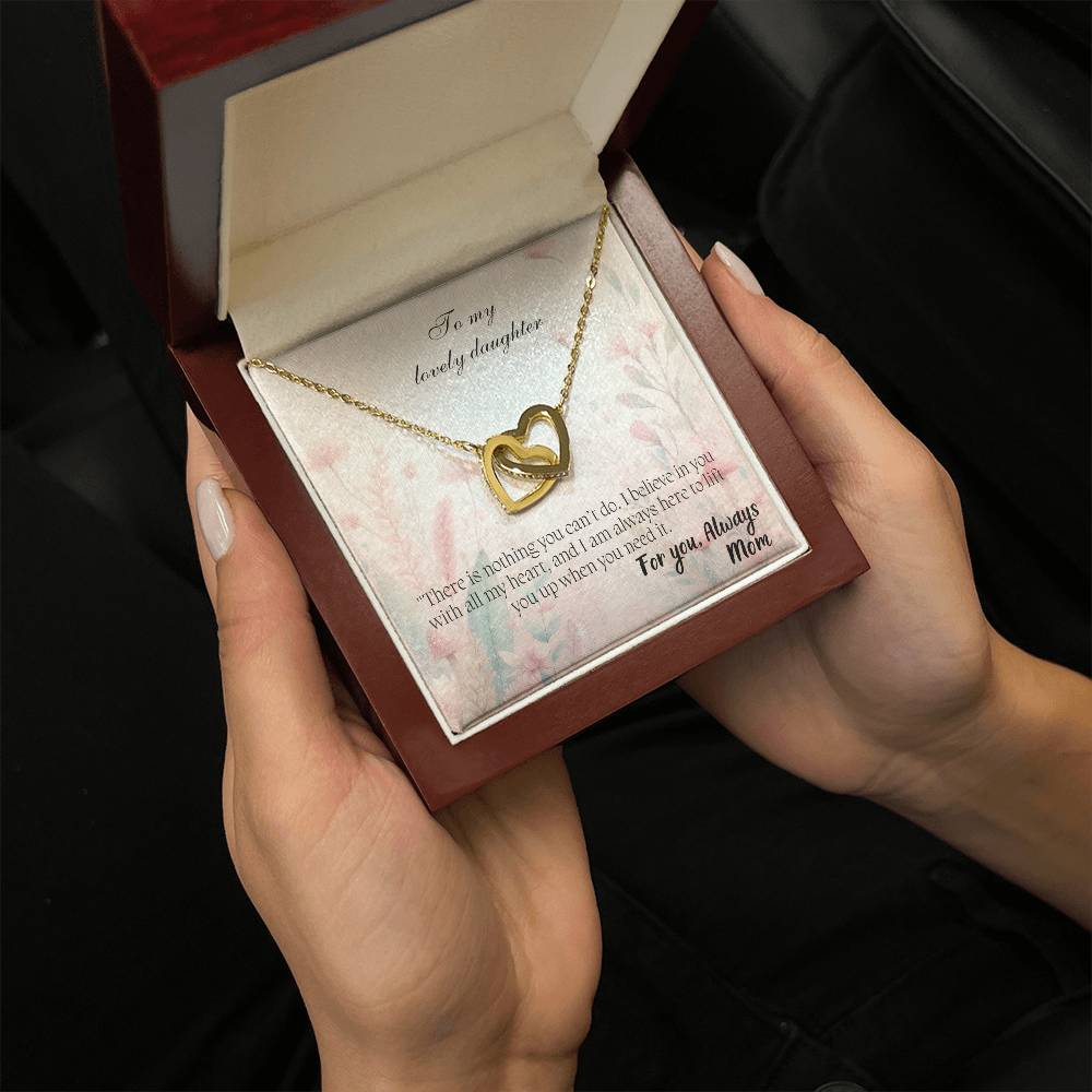 To My Lovely Daughter - Interlocking Hearts Necklace