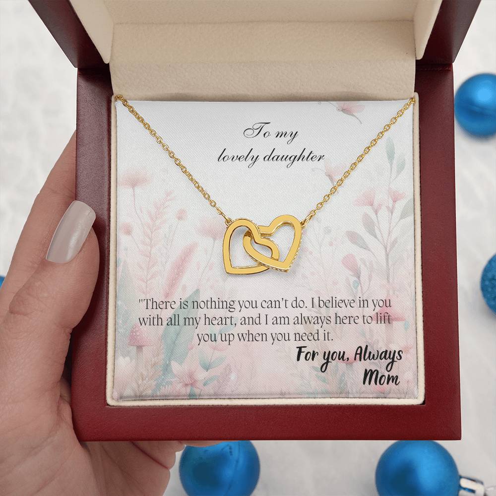 To My Lovely Daughter - Interlocking Hearts Necklace