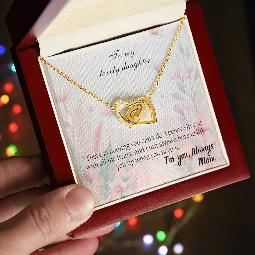 To My Lovely Daughter - Interlocking Hearts Necklace
