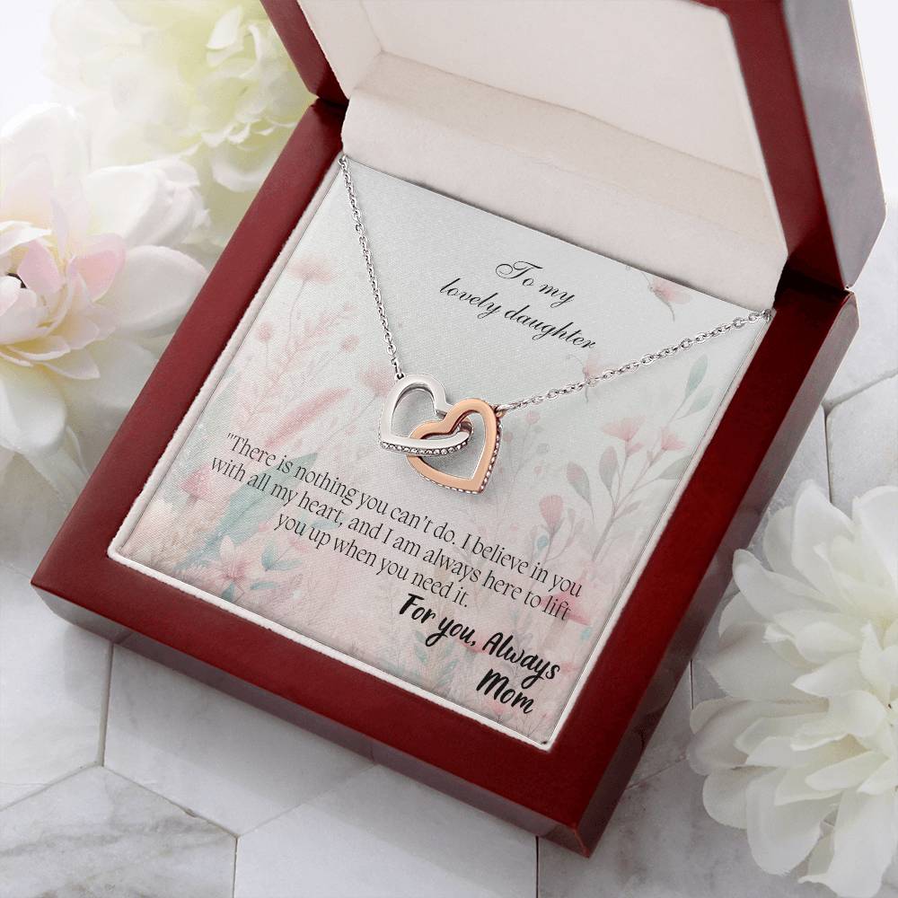 To My Lovely Daughter - Interlocking Hearts Necklace