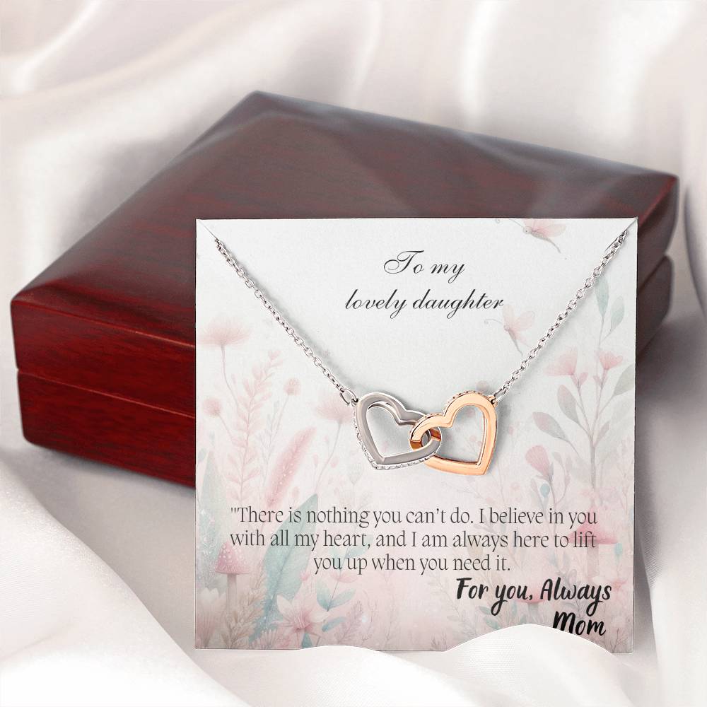 To My Lovely Daughter - Interlocking Hearts Necklace