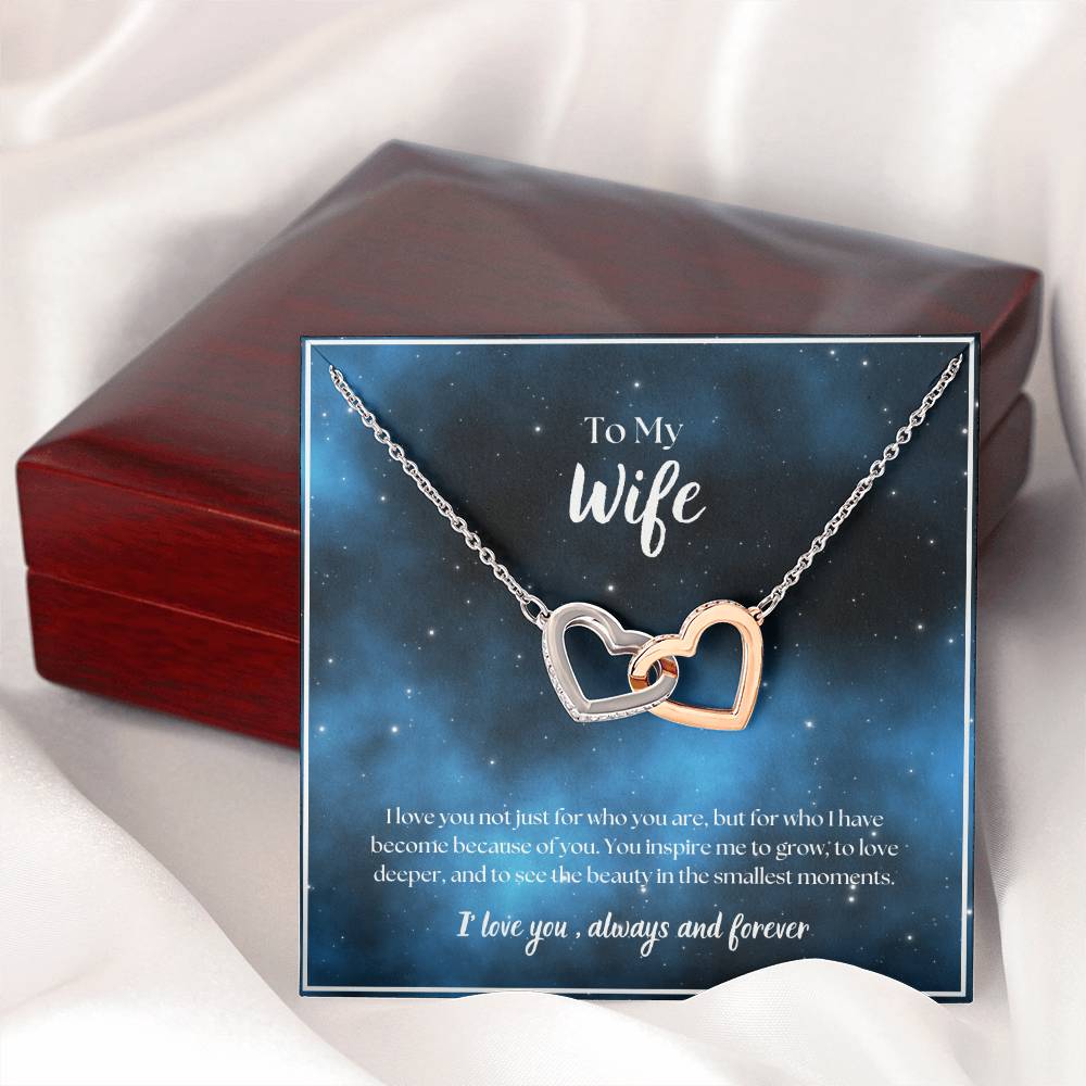 To My Wife - I' love you, always and forever -  Interlocking Hearts Necklace